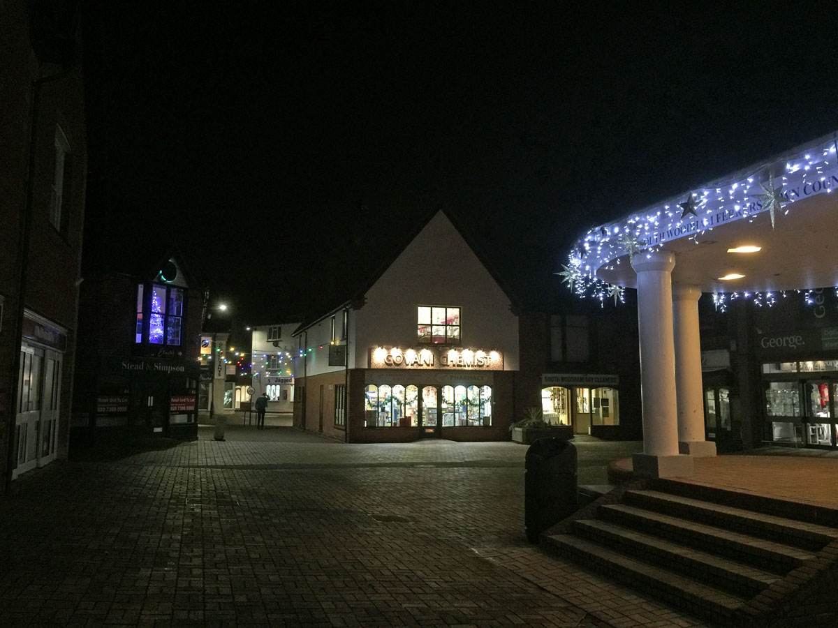 Christmas lights at the band stand Queen Elizabeth Square South Woodham Ferrers